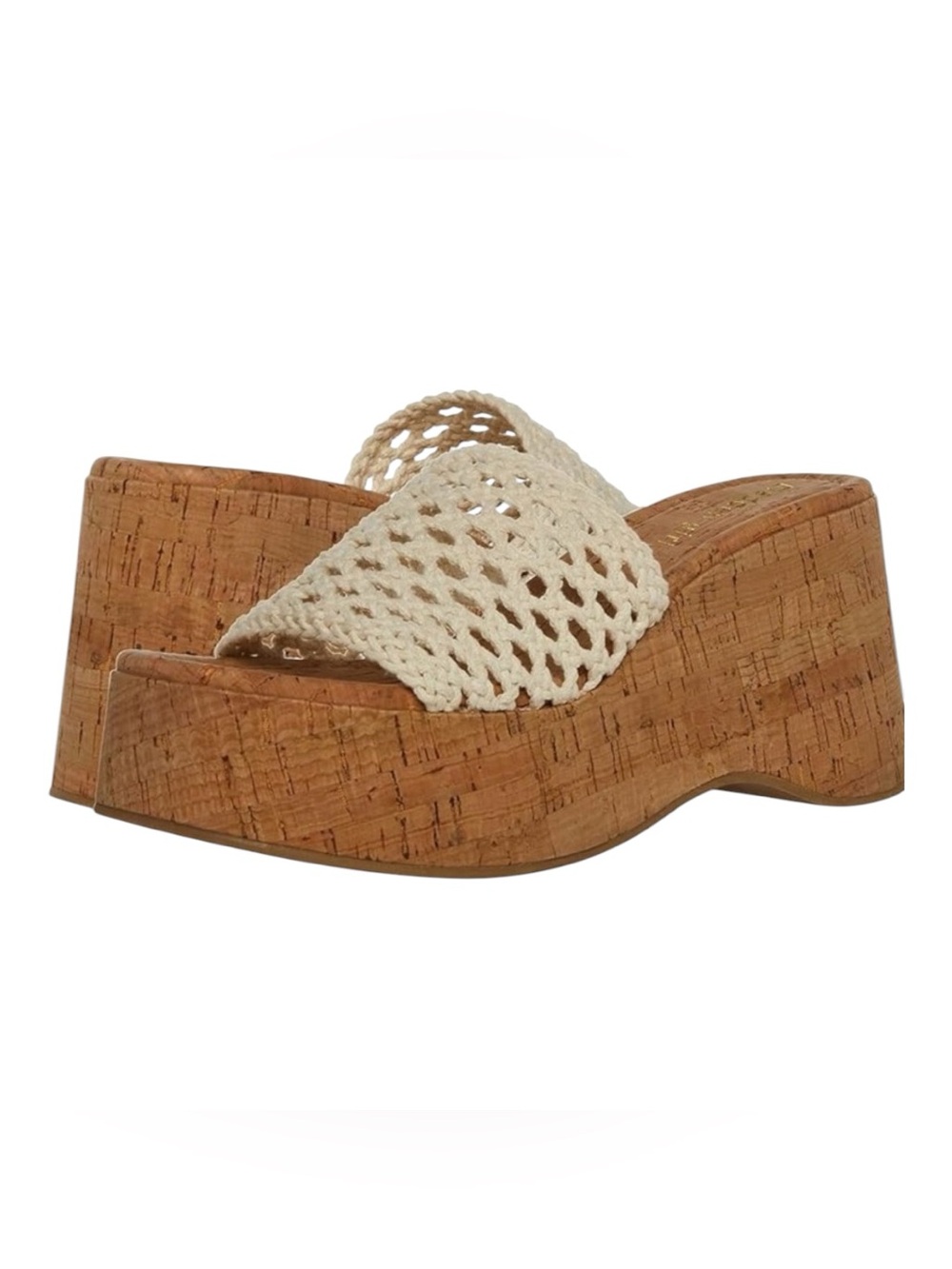 Madden Girl  Zeppellin Cream Crochet Cork Platform Slides Size 10